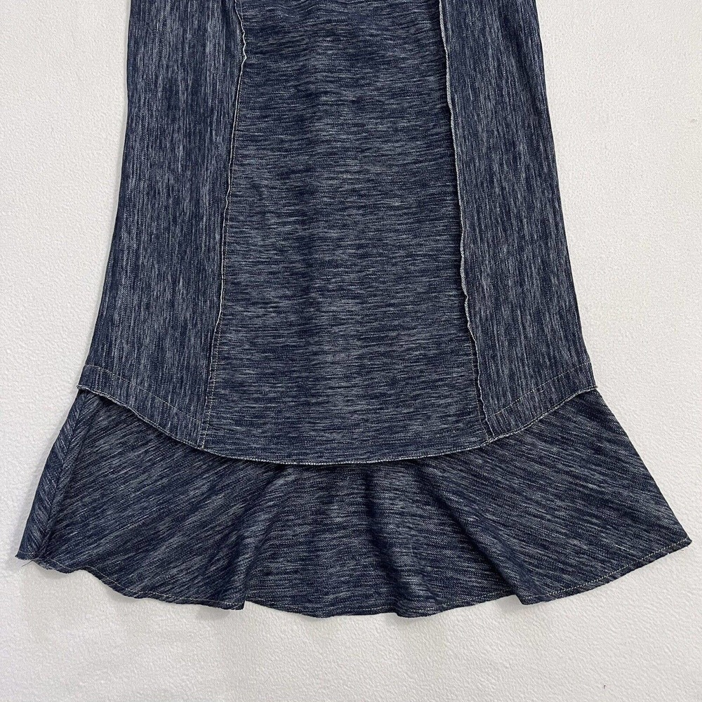 Zoa Anthropologie Women Stretch Blue Denim Raw Hem Cowl Neck Sleeveless Dress S - Picture 2 of 9